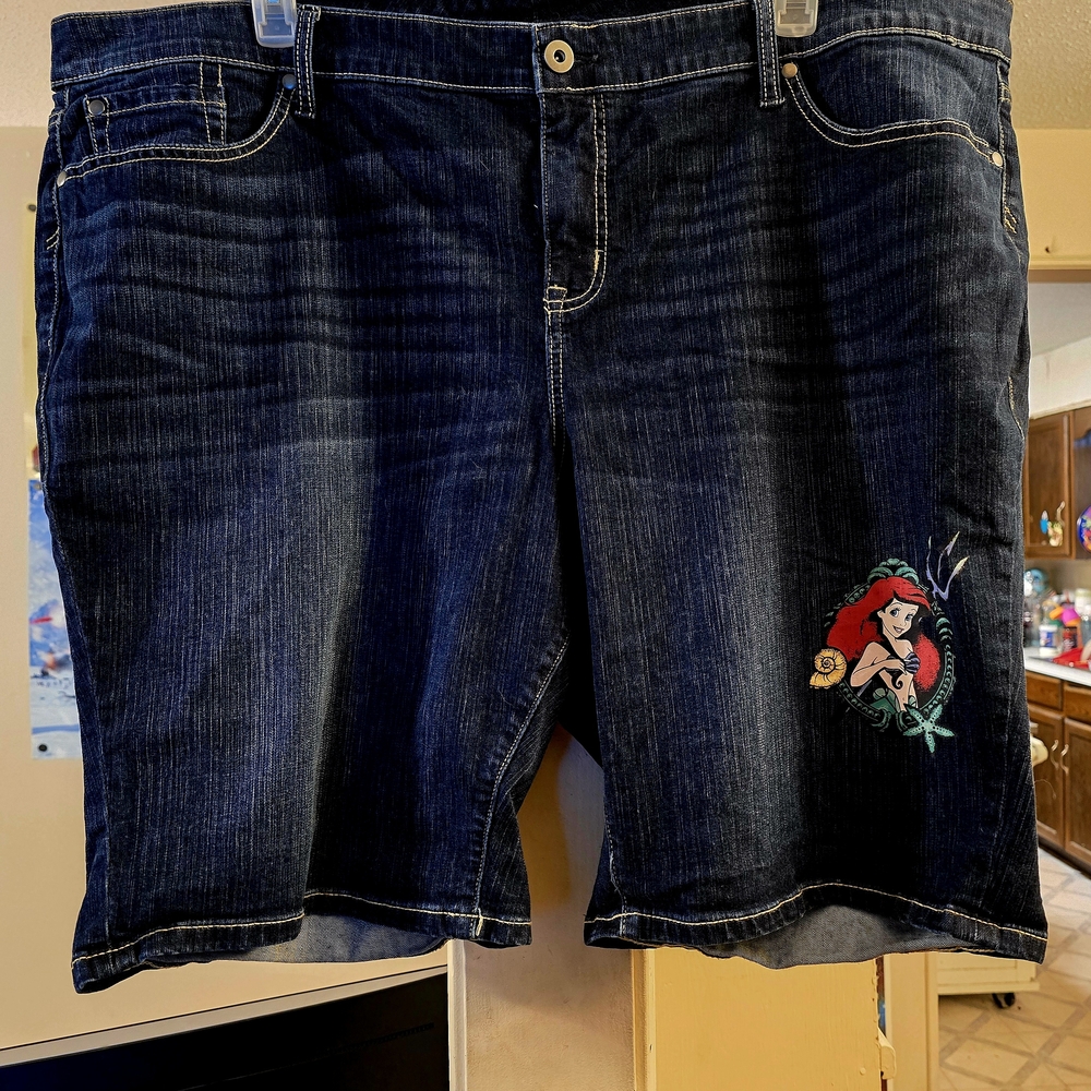 Denim Shorts with Ariel Embroidery